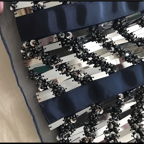 Sherri Hill Navy Blue Beaded Cocktail Dress - Picture 6 of 8